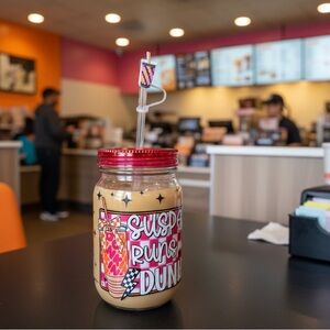 Colorful Mason Jar Tumbler with Straw